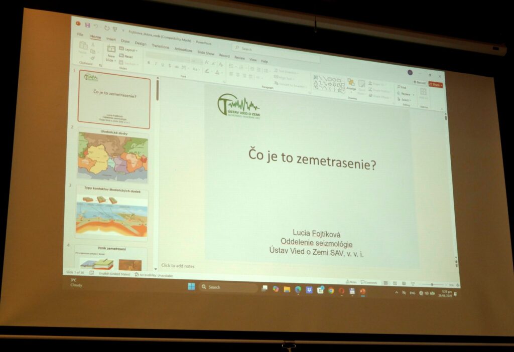 Prednáška o zemetrasení v Dobrej Vode