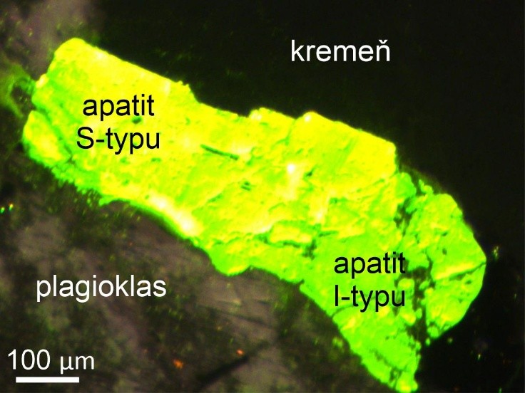 Katódoluniscencia minerálu apatit v granotonalite