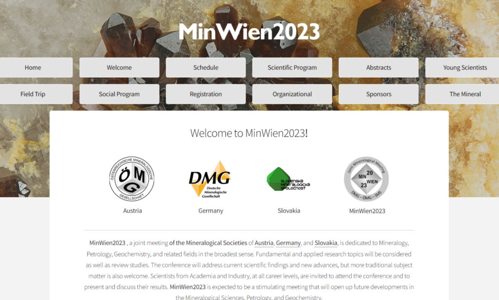 Konferencia Minwien2023 - snímka obrazovky webstránky