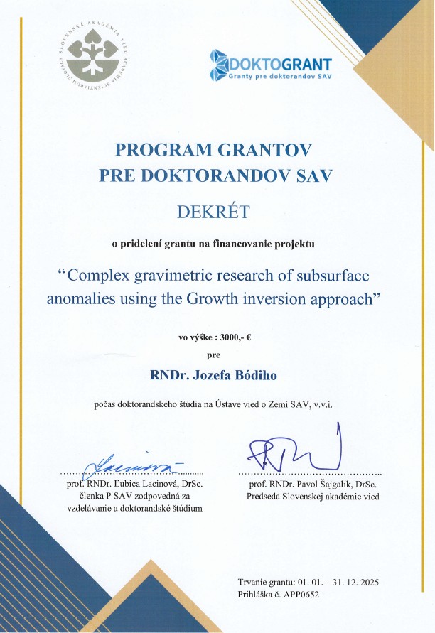 Dekrét o pridelení grantu na financovanie projektu pre Jozefa Bódiho. Foto: archív ÚVZ SAV