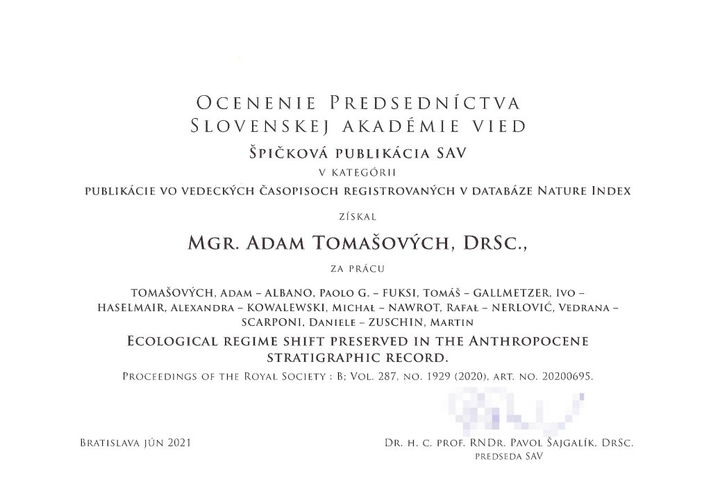 Diplom Adam Tomašových