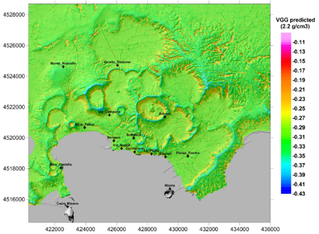 Topographically predicted VGG field at the Campi Flegrei volcanic caldera (Italy).